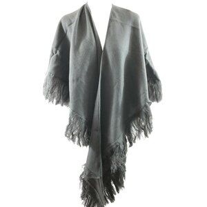 Accessory St Womens Scarf Wrap Poncho Fringe Gray